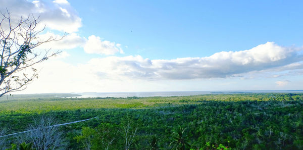 Scenic view of land against sky