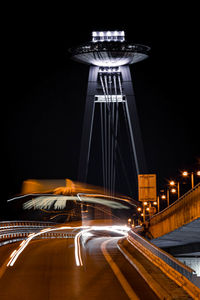 Light trails on road at night