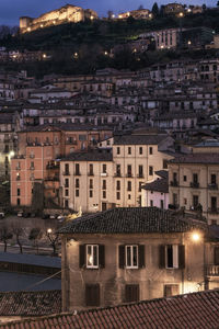 High angle view of buildings in city