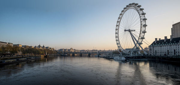 View of ferris wheel in city