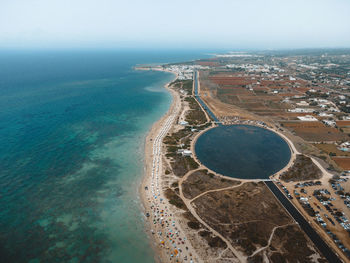 High angle view of beach against sky