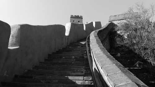 Low angle view of fort against clear sky