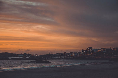 Scenic view of sea against sky at sunset