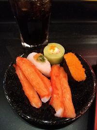 Close-up of served food in plate