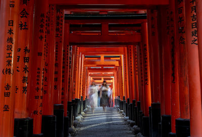 View of red entrance of temple