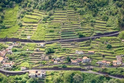 High angle view of village