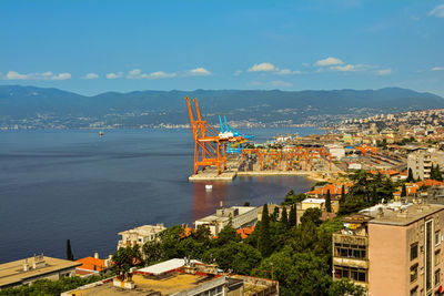 Panoramic view to rijeka  harbour