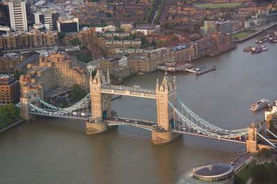 High angle view of suspension bridge