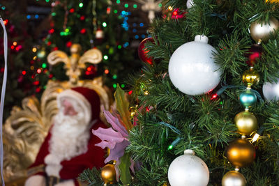 Close-up of illuminated christmas tree