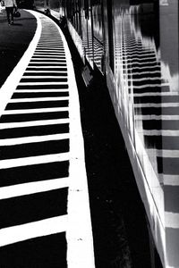 High angle view of zebra crossing on road