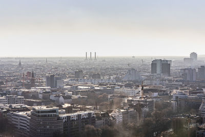 High angle view of townscape against sky