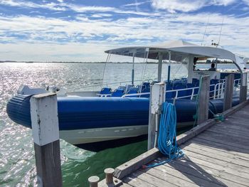 Passenger boat moored at dock