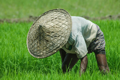 Farmer working on agricultural field