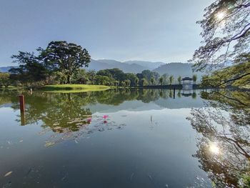 Scenic view of lake against sky