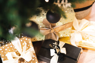 Close-up of christmas decoration on table
