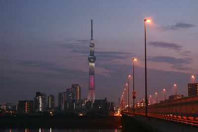 Illuminated city at night