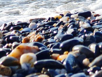 Close-up of pebbles on beach