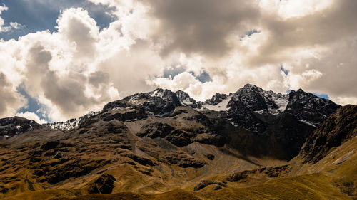 Panoramic view of snowcapped mountains against sky