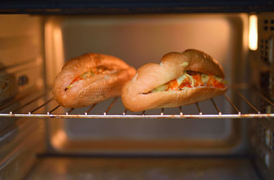 Close-up of meat on barbecue grill