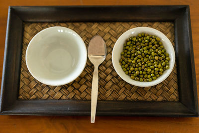 High angle view of vegetables on table