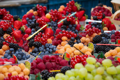 Close-up of various fruits in market for sale