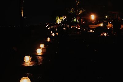 Illuminated lights at night