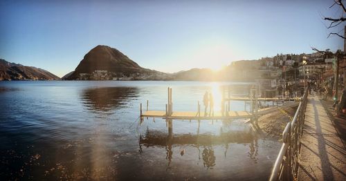 Scenic view of lake against sky