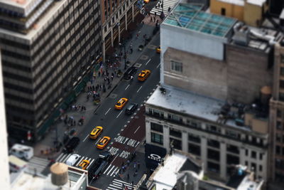 High angle view of cars on city street