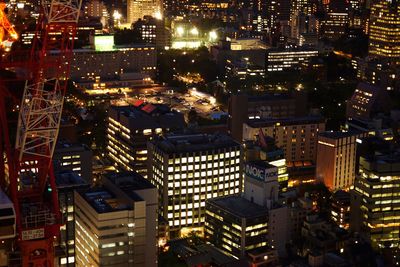 Illuminated cityscape at night