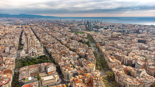 High angle view of townscape against sky