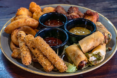 Close-up of food in plate on table