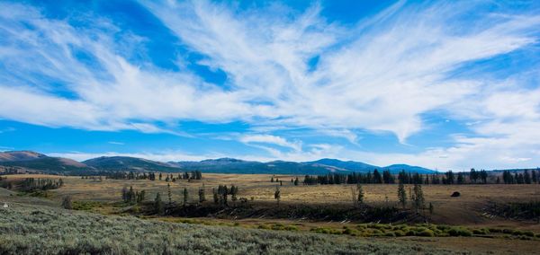 Scenic view of landscape against cloudy sky