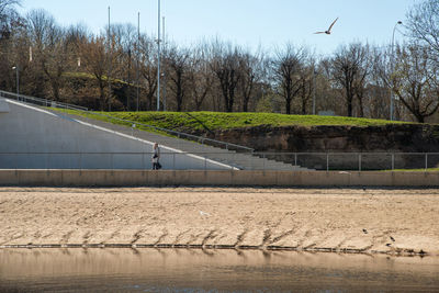 Scenic view of dam against clear sky