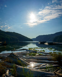 Scenic view of lake against sky