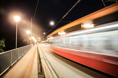 Blurred motion of train at night