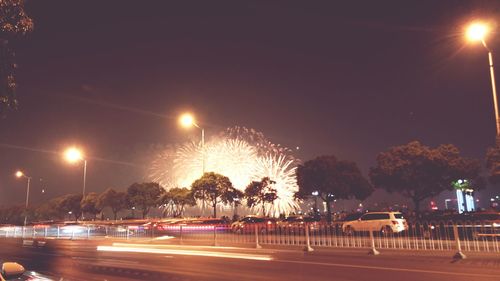 Illuminated street light at night