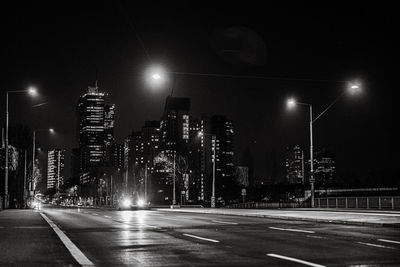 Illuminated city at night