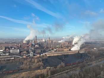 High angle view of cityscape against sky