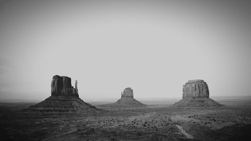 Rock formations on landscape against clear sky