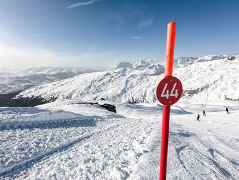 Ski day in flims laax falera in the swiss alps