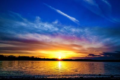 Scenic view of sunset over river