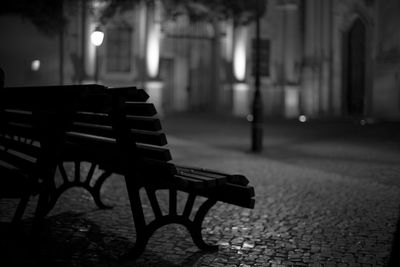 Empty benches in front of building
