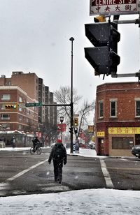 People on city street during winter