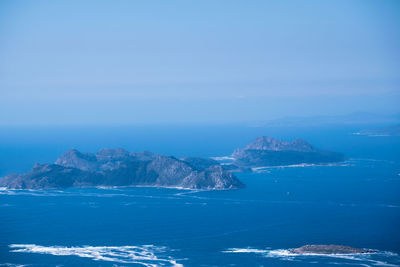 Aerial view of the cies islands in galicia - spain 