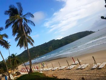 Scenic view of beach against sky