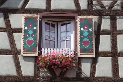 Close-up of multi colored house window