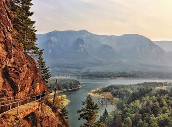 Scenic view of lake and mountains