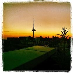 View of built structure at sunset