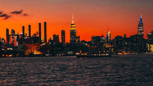 View of city at sunset