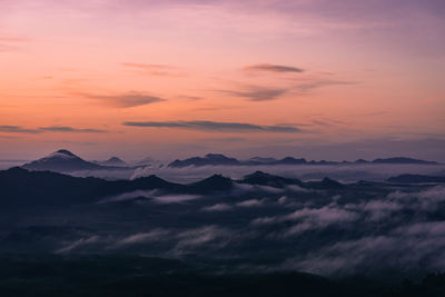 Scenic view of dramatic sky during sunset